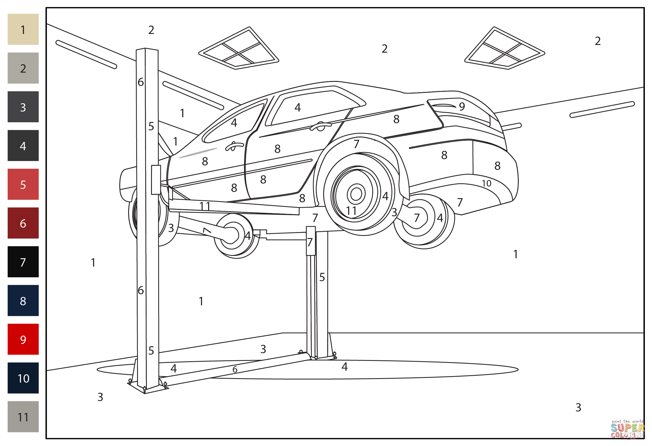 Auto repair color by number coloring page free printable coloring pages