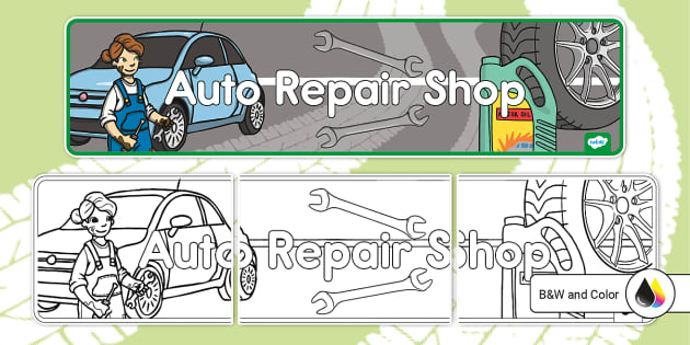 Auto repair shop dramatic play banner teacher made