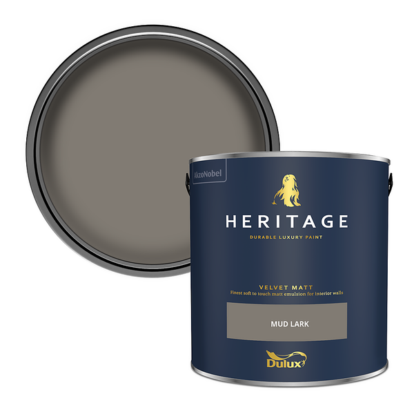 Dulux heritage matt emulsion paint mud lark