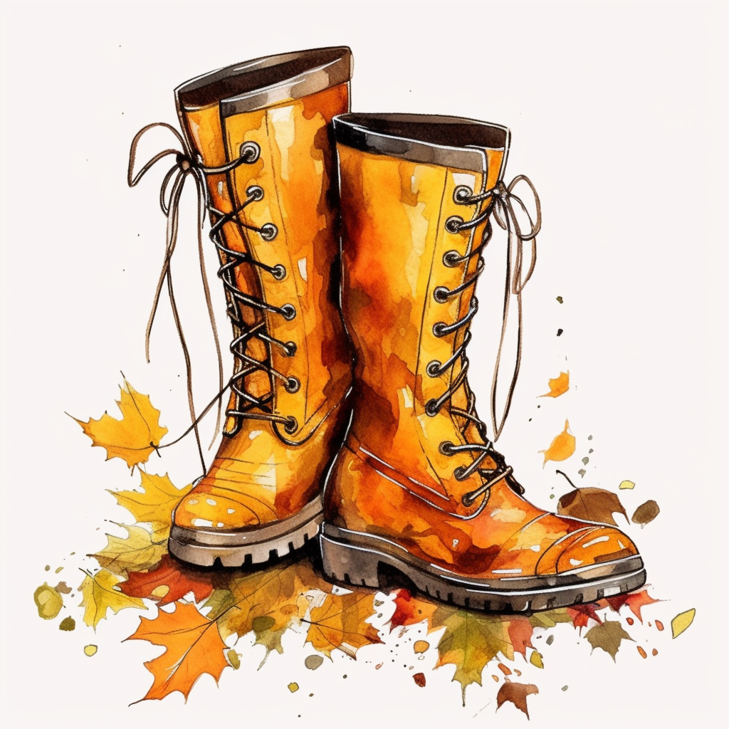 A single clipart image png graphic of a realistic painting clipart season autumn fall tboots png illustration
