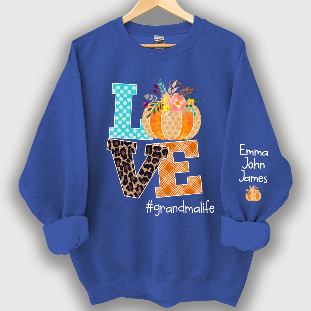 Lofaris love grandmalife pumpkins autumn custom sweatshirt