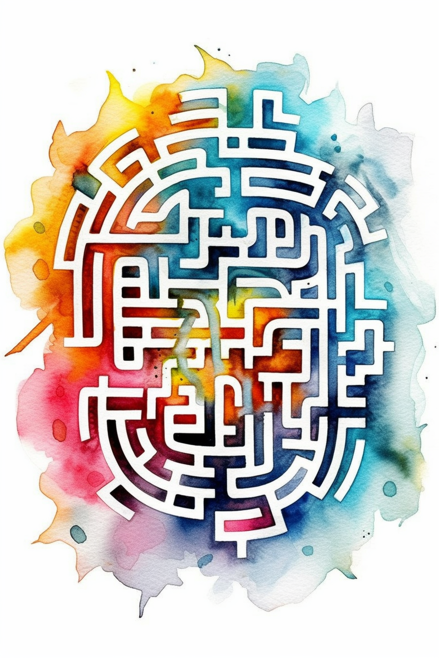 Maze watercolor clipart cute isolated on white background