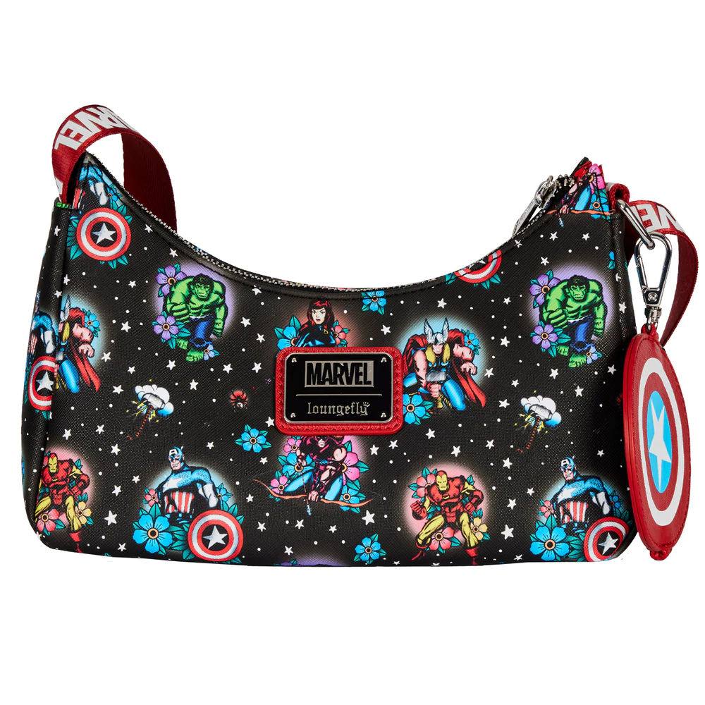 Loungefly marvel the avengers floral tattoo shoulder bag in bag