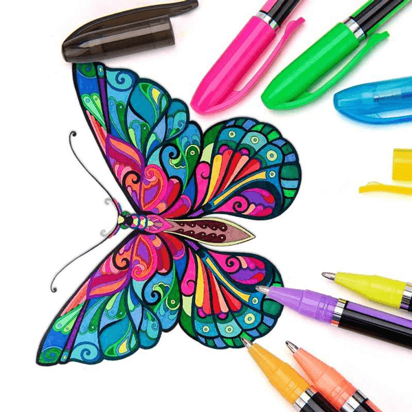 Glitter gel pens set colors more ink neon for coloring books drawing