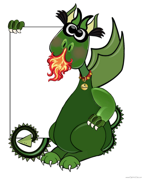 Drake the dragon holding a blank sign to personalize moms craft club