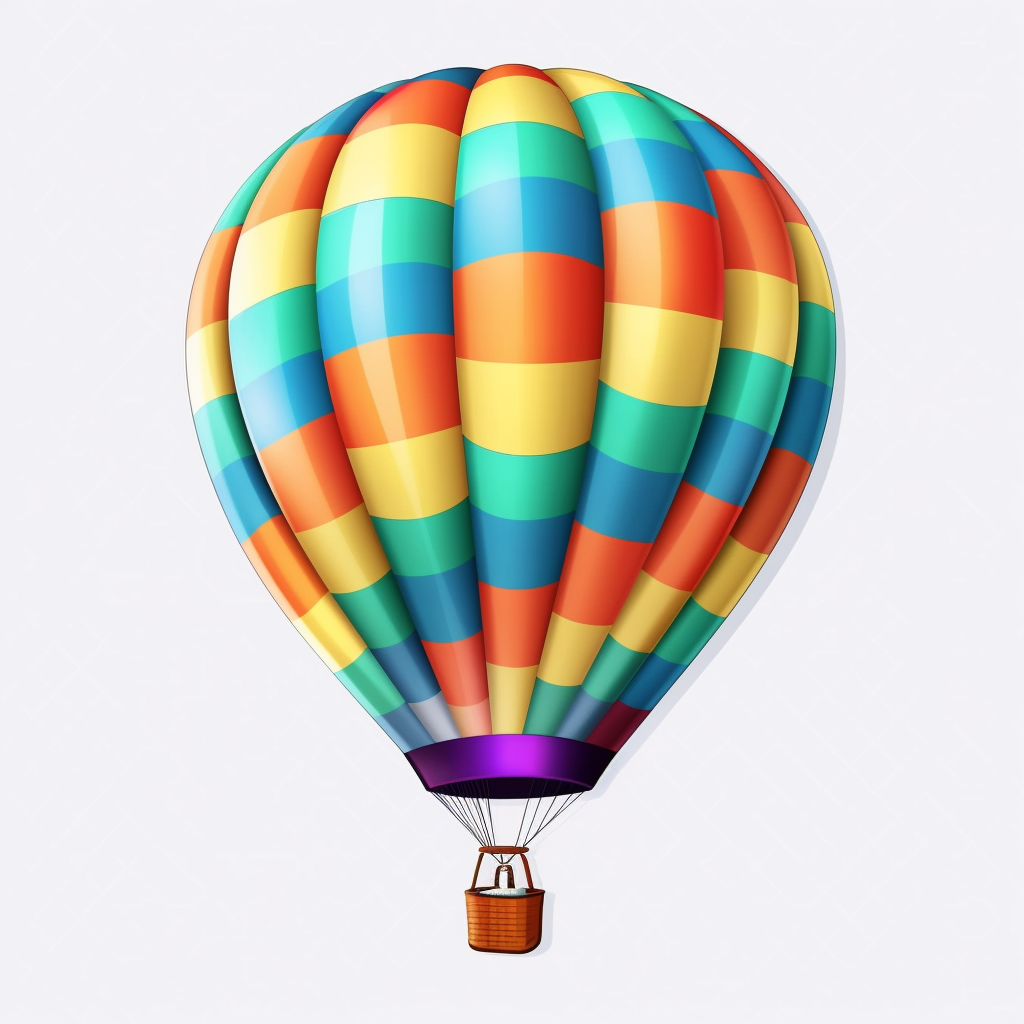 Hot air balloon realistic clipart white background