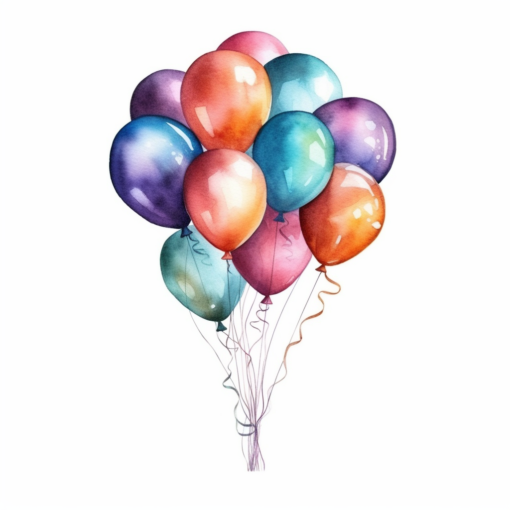 Watecolor balloon isolated on white background clipart k hyper realistic birthday party