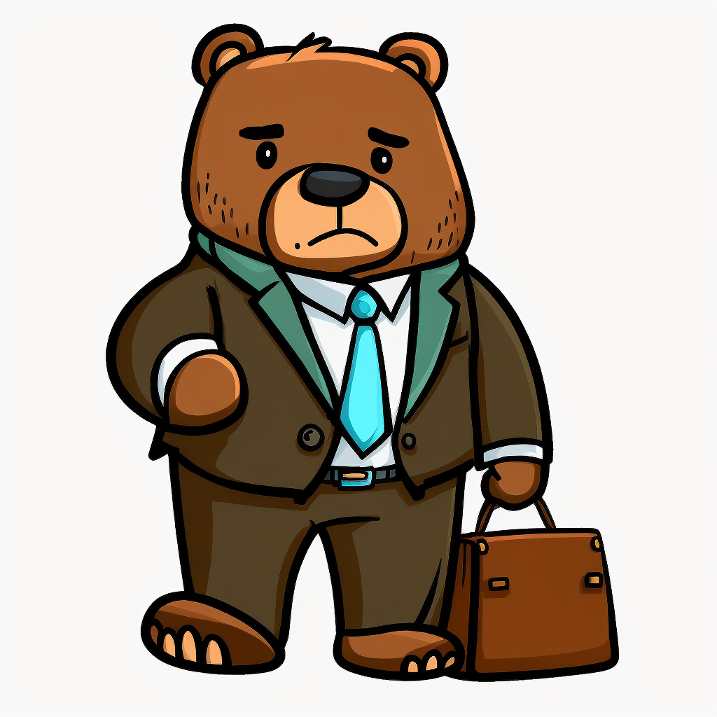 Bear wearing a suit and tie holding a briefcase clipart
