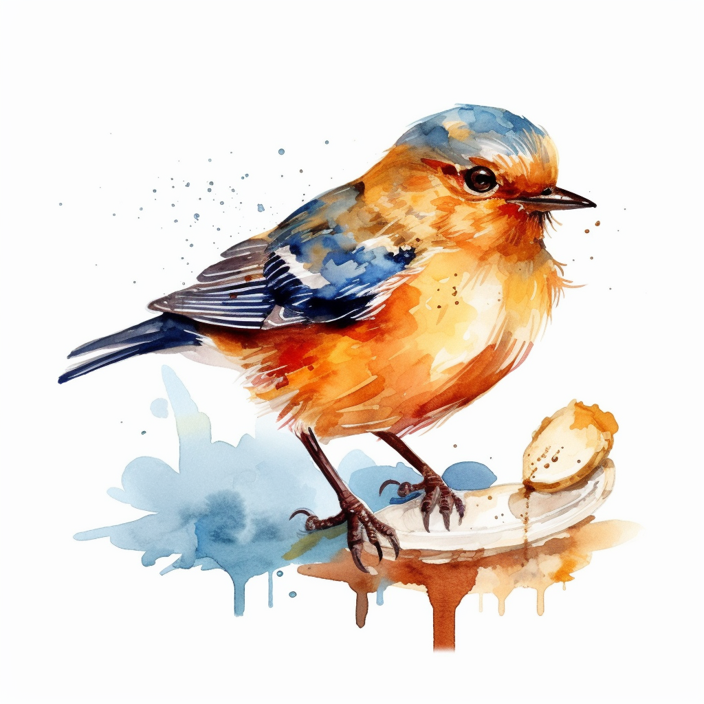 An endearing watercolor eum bird clipart of eum bird eating dpi
