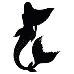 Mermaid outline black silhouette kids t