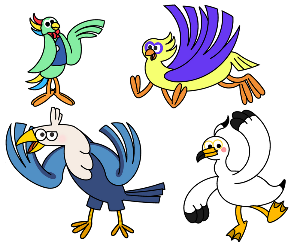 A trio of foreign birds in jasmins world style by