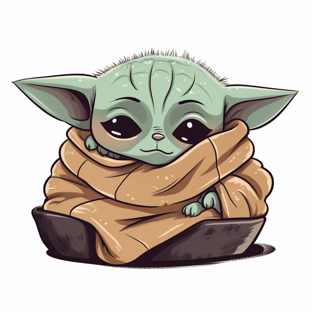 Baby yoda star wars cute happy sleep clipart