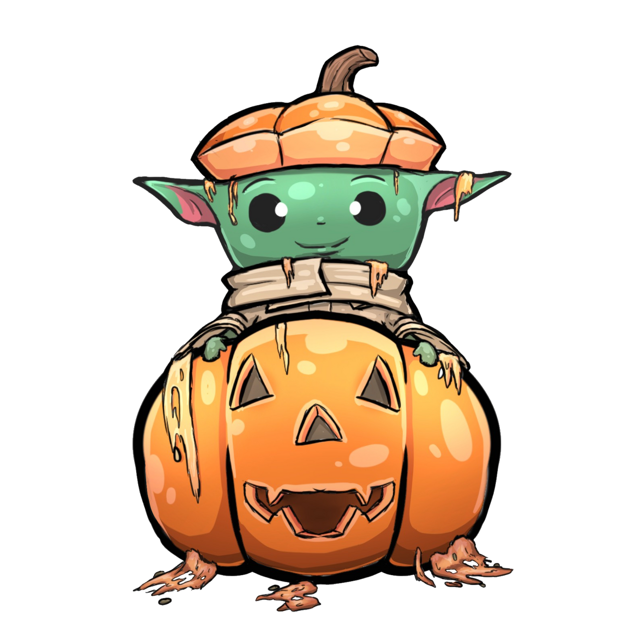 Pumpkin grogu by arcanekeyblade on