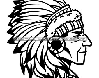 Indian ethnic native american mask mascot chief head traditional culture cherokee headdress gear png svg clipart vector cricut cut cutting