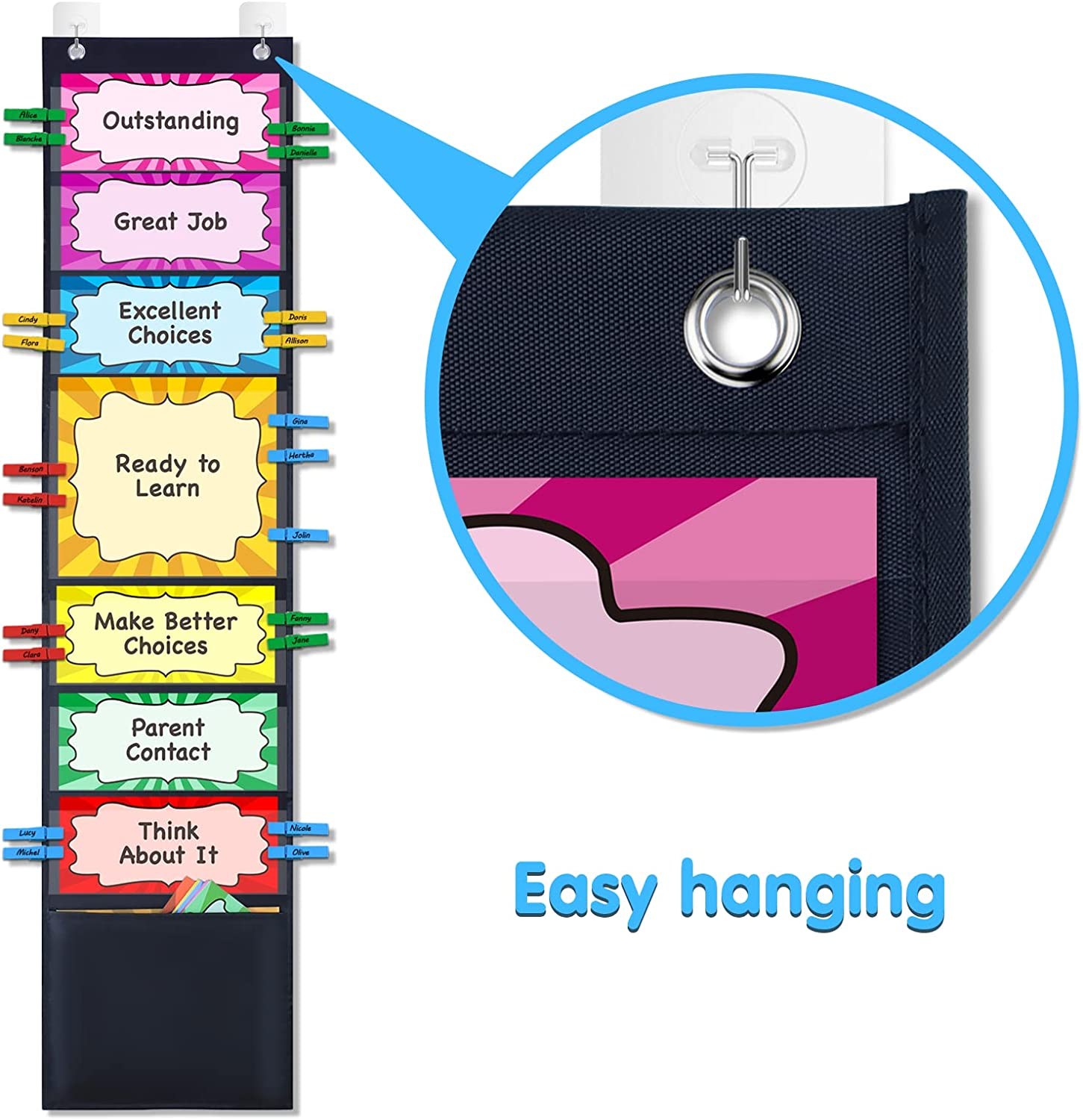 Student behavior clip chart for classroom management kids reward pocket chart be