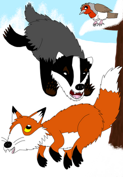 Badgers and a troll poster by vaya