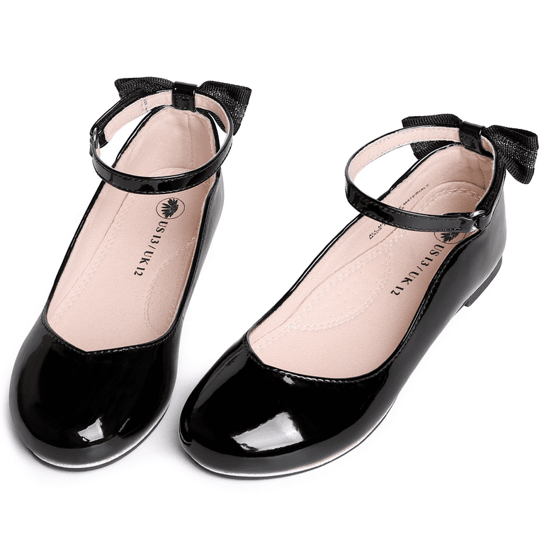 Fuppia girls dress shoes girls mary janes shoes low heel princess flats wedding party school black big kid