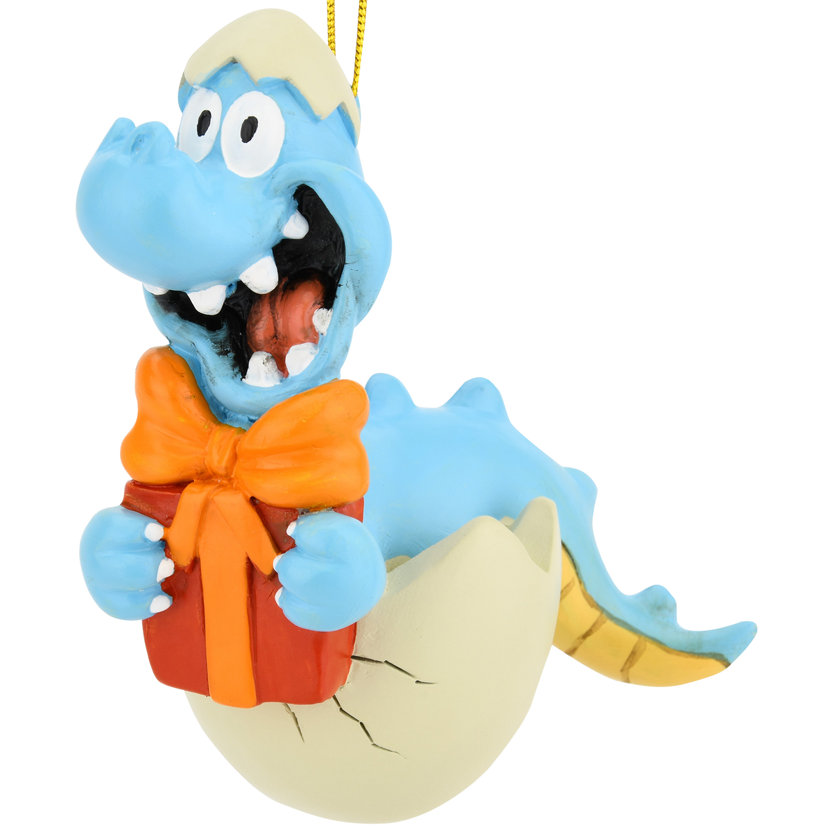 Baby dinosaur hatching with present christmas ornament tree buddees