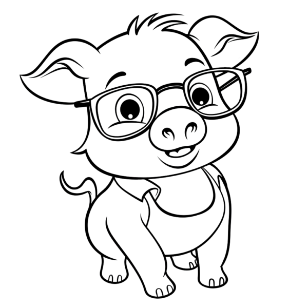 Schwein mit brille ausmalbild