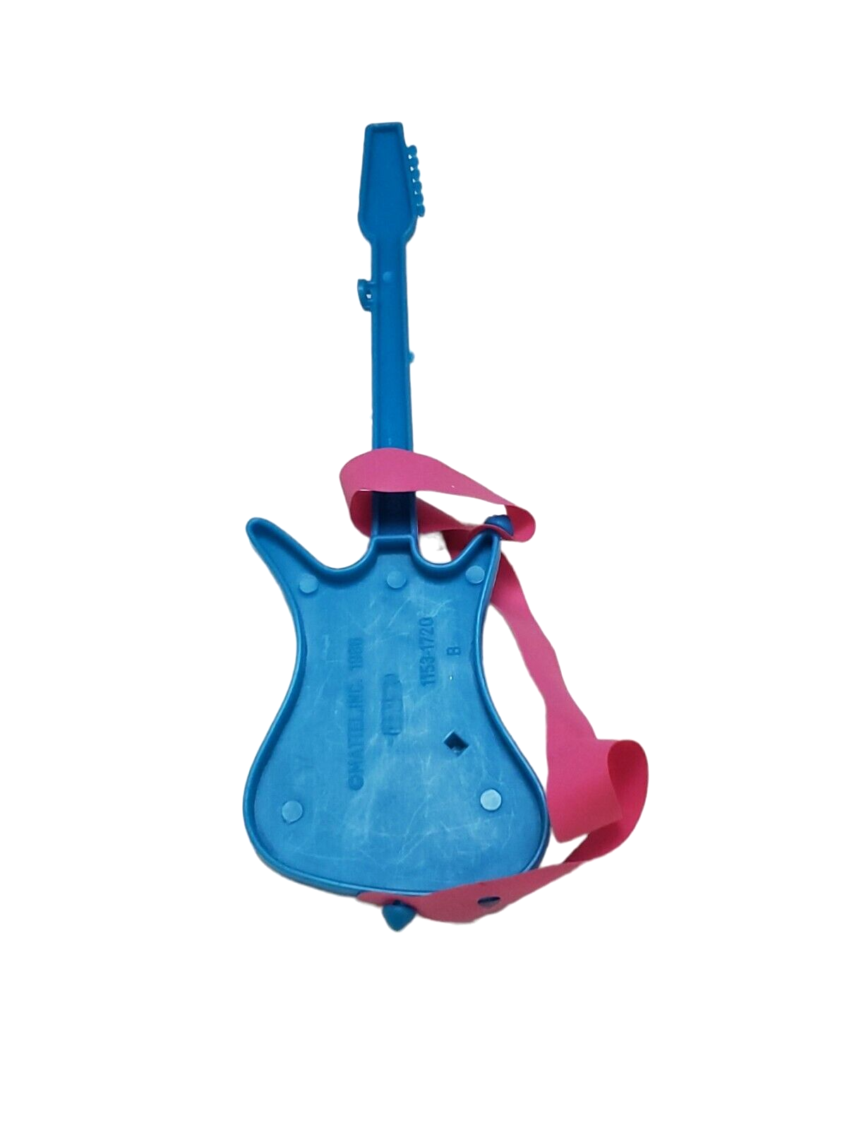 Barbie blue electric guitar pink strap dollhouse accessory