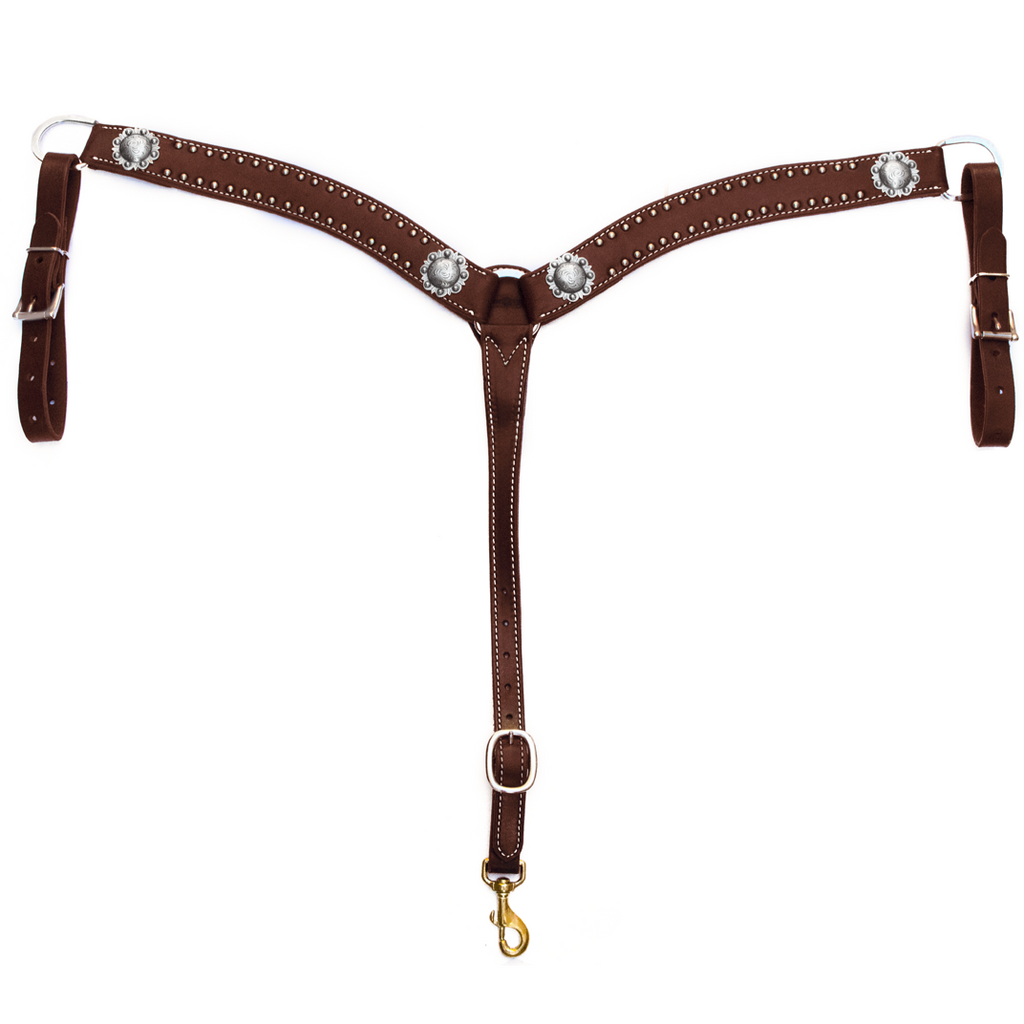 California dotted chocolate harness breast collar â andrea equine
