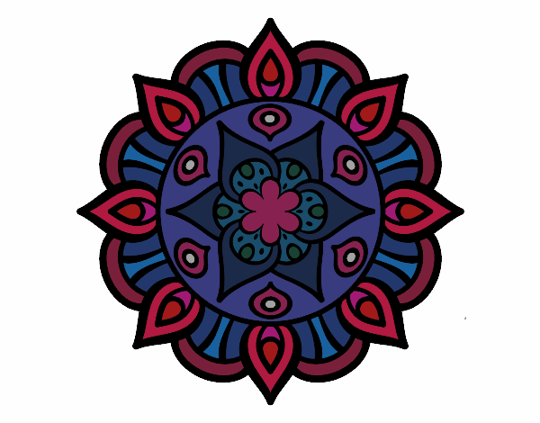 Colored page mandala vegetal life painted by user not registered