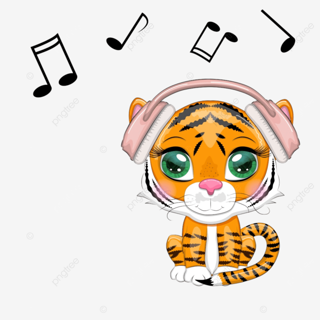 Tiger eyes clipart png images cute cartoon tiger with beautiful eyes in headphones cat design training png image for free download