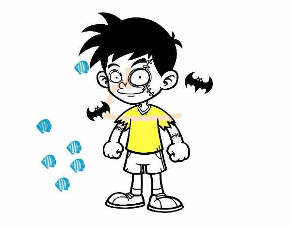 Colored page a zombie boy painted by user not registered