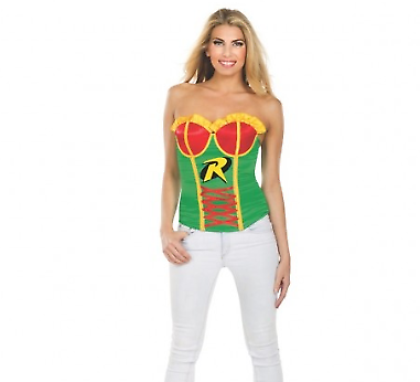 Robin dc ics justice league superhero adult corset top with logo small