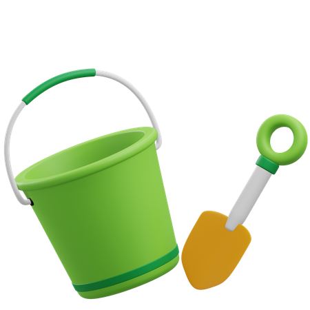 Bucket and shovel d icon download in png obj or blend off