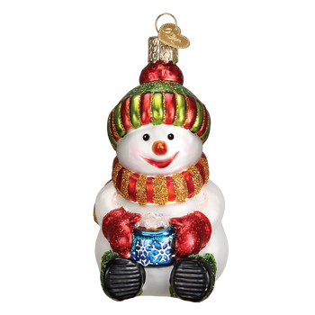Holly hat snowman glass ornament by old world christmas