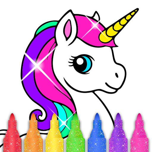 Kids coloring game glitter