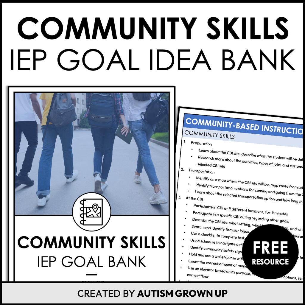 Munity skills iep goal idea bank â autism grown up