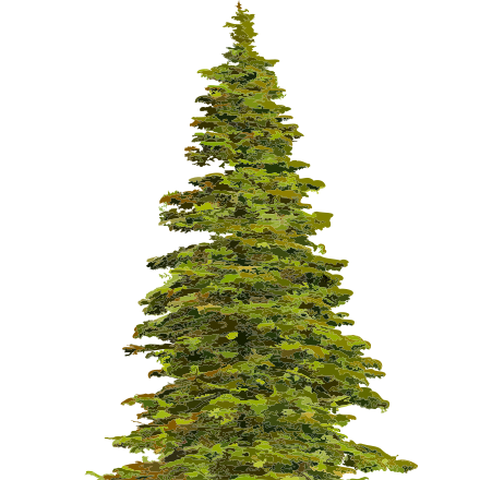 A d model of a tree with green and yellow leaves clip art image