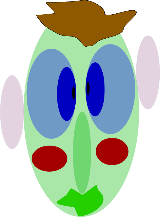 Green face with red nose clip art image