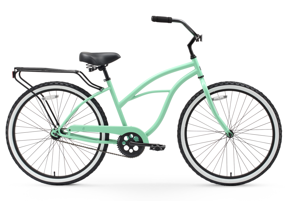 Womens inch seven speed beach cruiser bicycle with rear rack