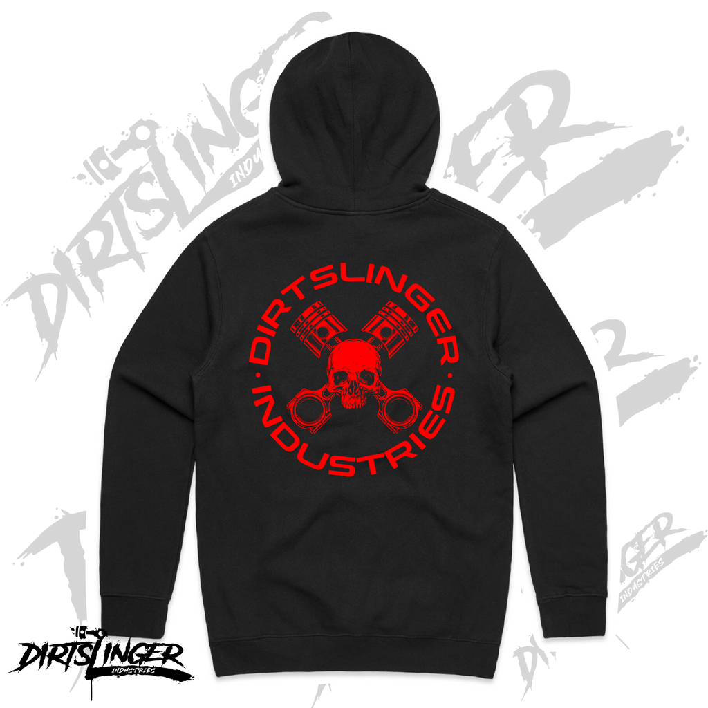 Mens og skull piston hoodie â dirtslinger industries