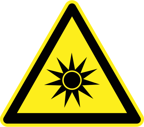 Yellow triangle with sun symbol clip art image