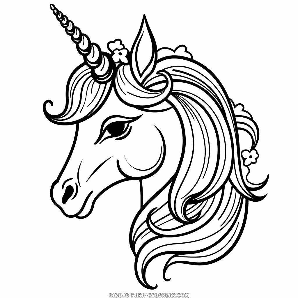 Dibujo de cabeza de unicornio imprimible para colorear dibujo para colorear