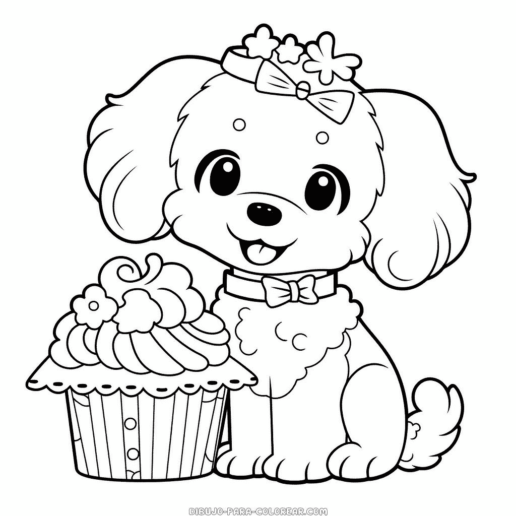 Dibujo de perro y magdalenas para colorear dibujo para colorear