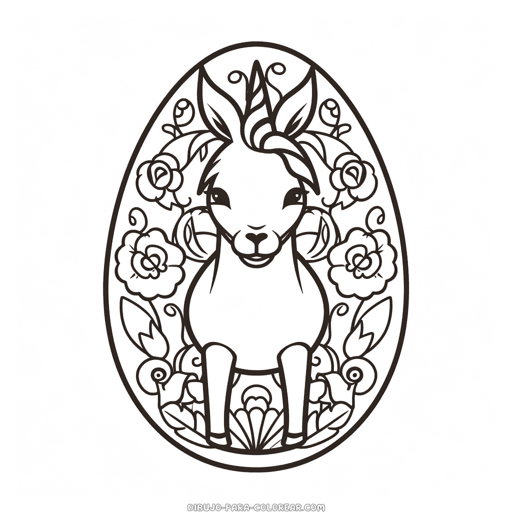 Dibujo de huevo de pascua de unicornio para colorear dibujo para colorear