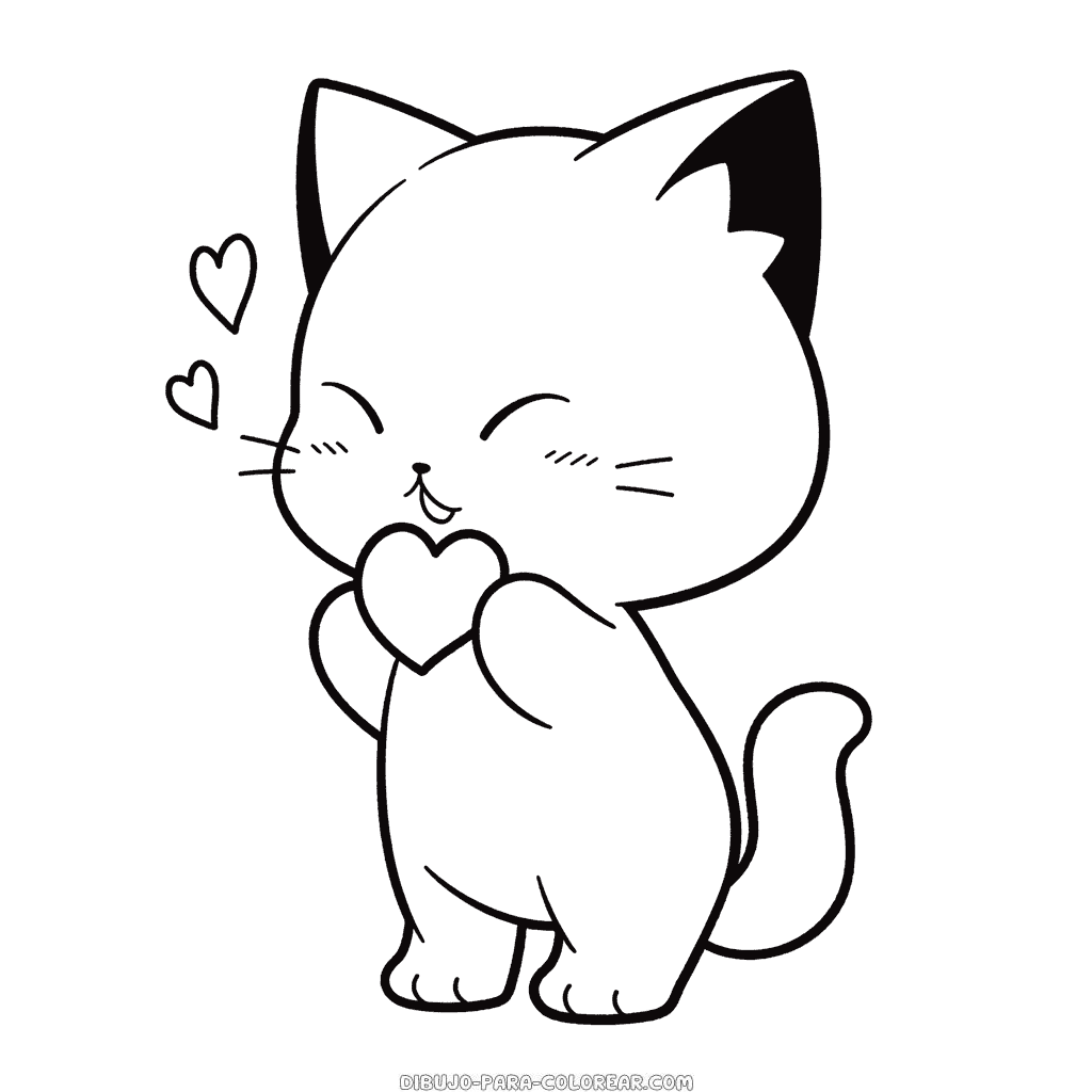 Dibujo de emoji de gato besãndose para colorear dibujo para colorear