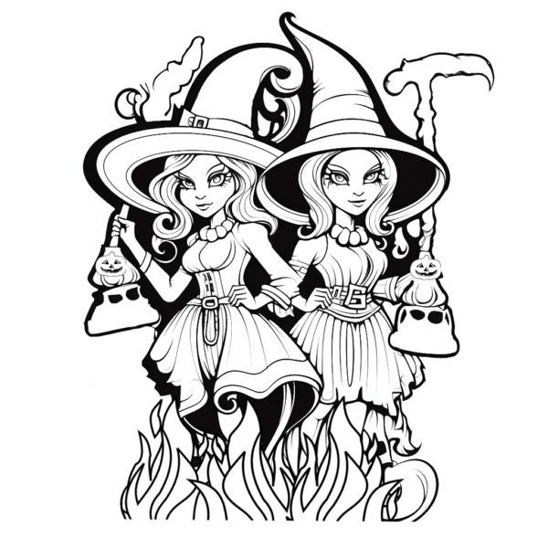 Halloween hexen kostenloses ausmalbild