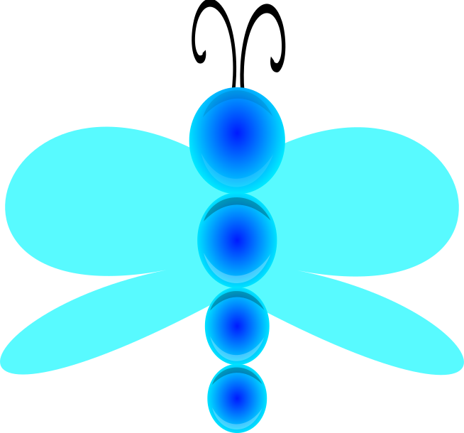 Blue dragonfly with balls clip art image