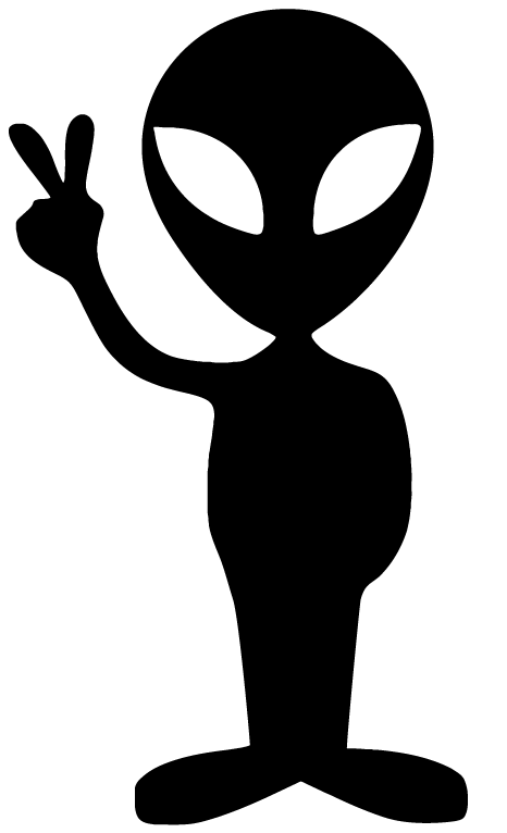 Alien holding up peace sign die cut vinyl decal made in usa