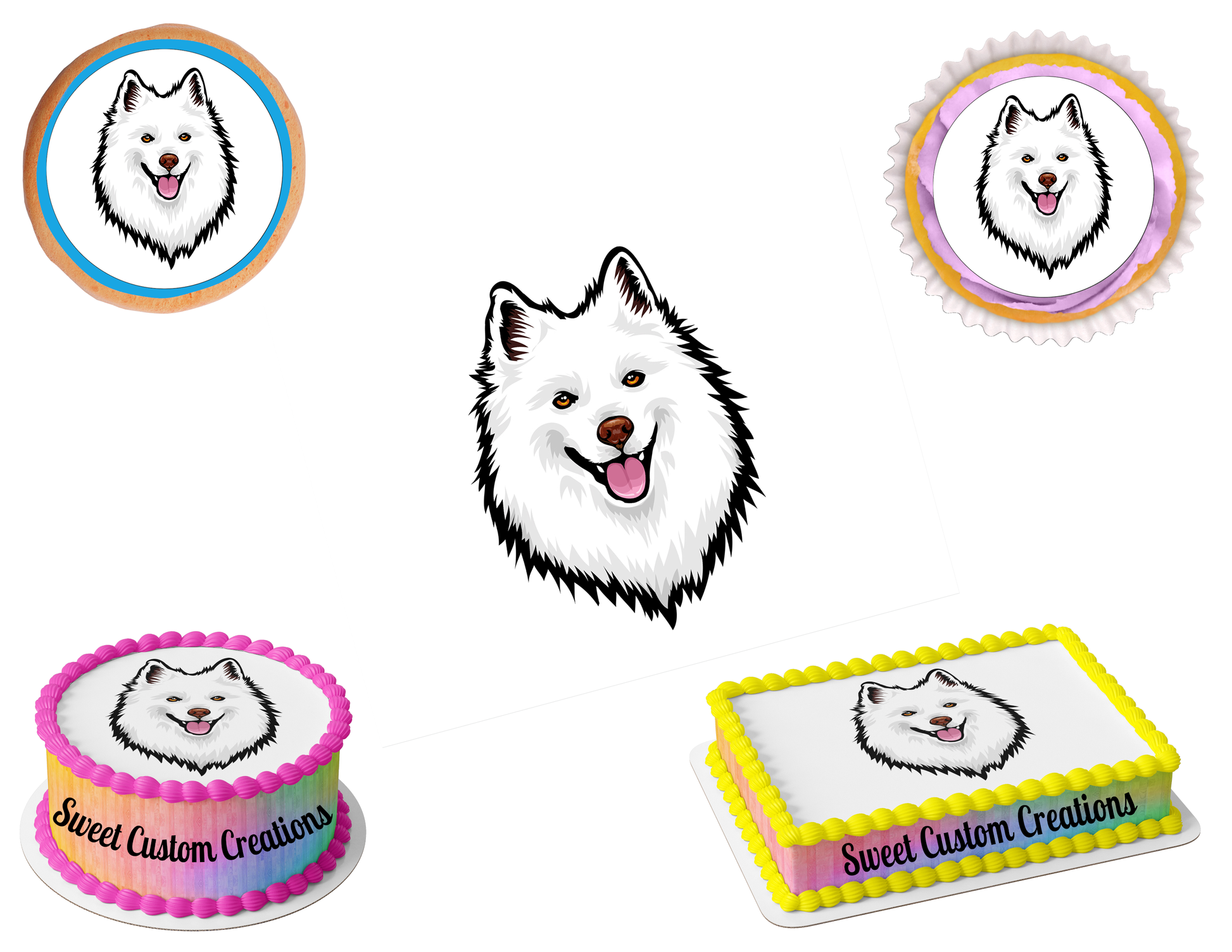 American eskimo dog edible image frosting sheet topper sizes â sweet custom creations