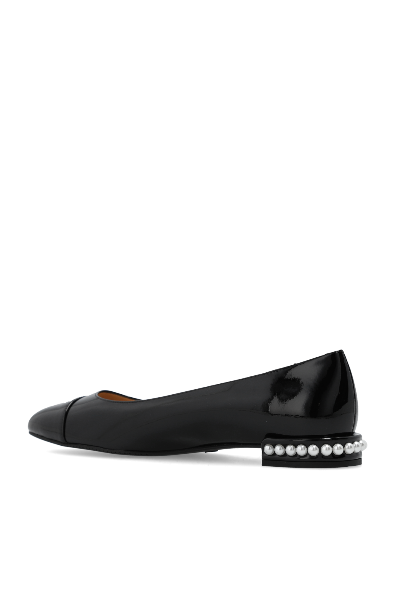 Black pearl glossy ballet flats stuart weitzman