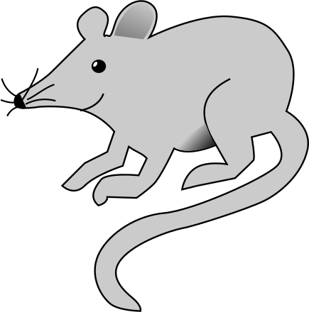A cartoon mouse on a black background clip art image