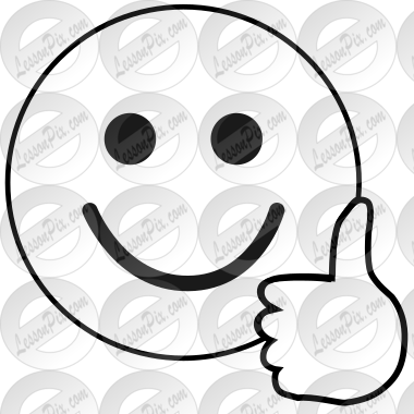 Happy face thumbs up clipart black and white