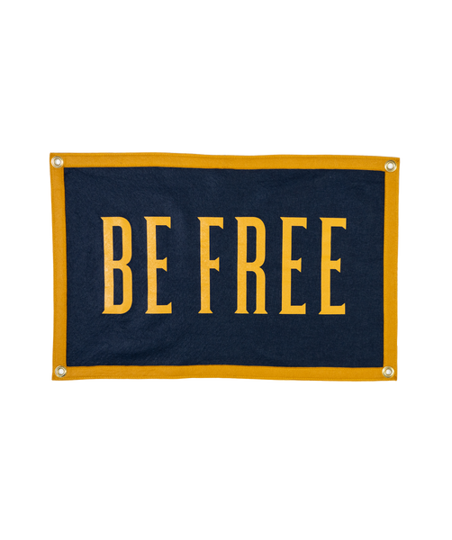 Be free camp flag united by blue x true hand society x oxford pennant